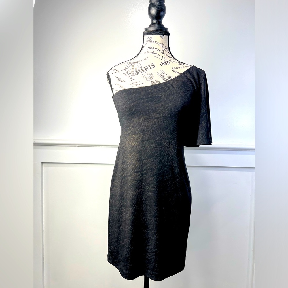 Charlotte Russe off shoulder muted snake skin design mini dress